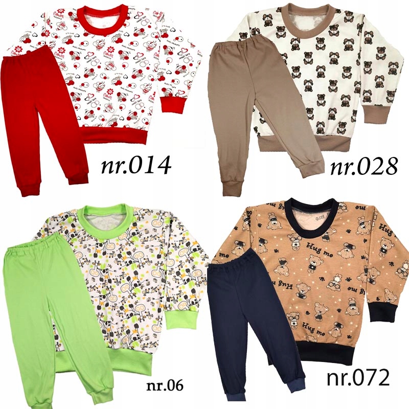 Piżamki Długi Rękaw 100% bawełna POLSKIE 134 cm Rozmiar (new) 134 (129 - 134 cm)