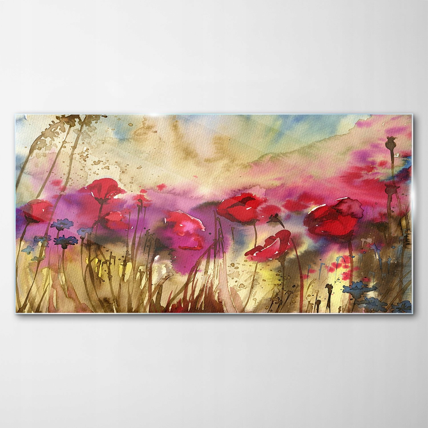

Hartowany Obraz Szklany Akwarele Kwiaty 140x70