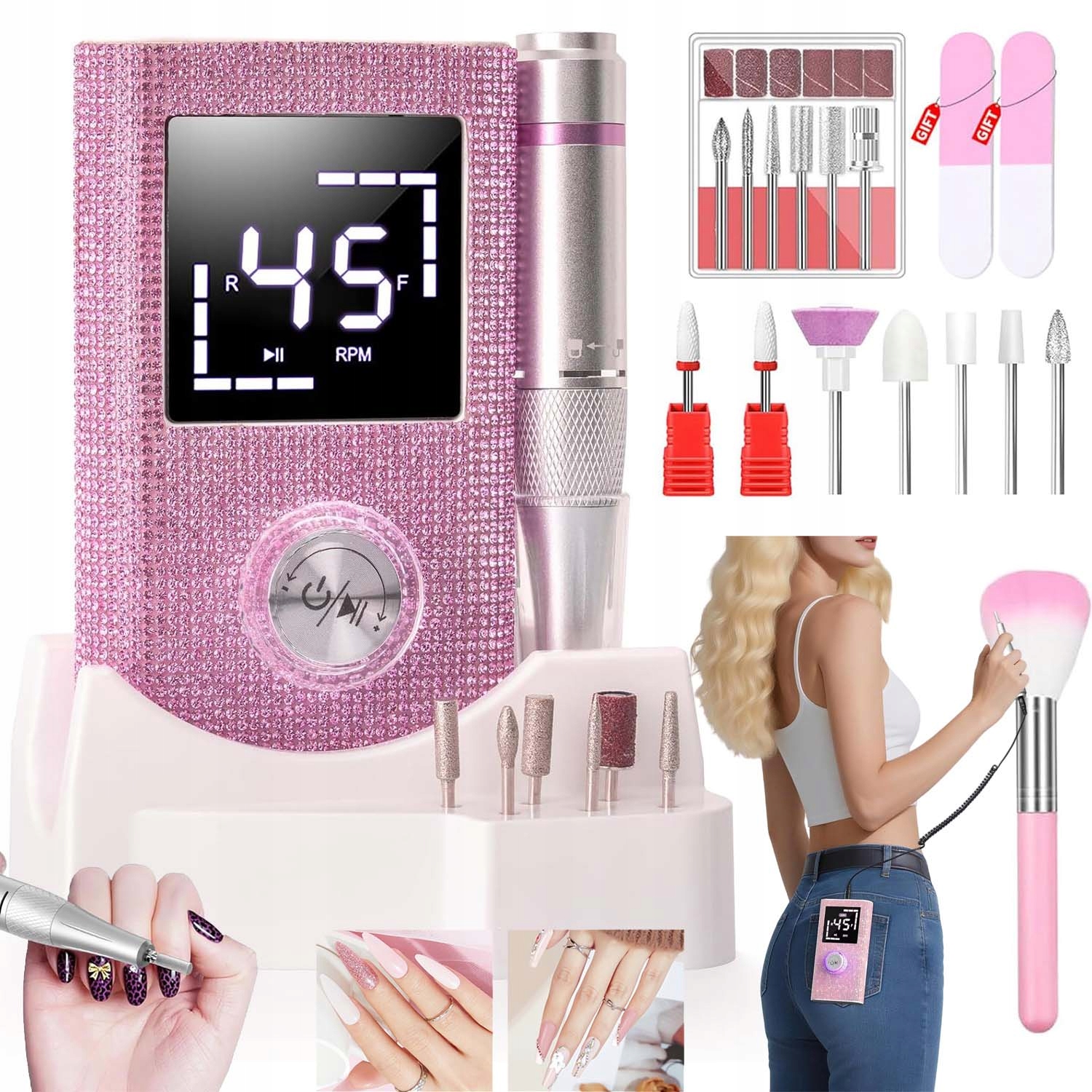 Elektrická Bruska Na Nehty Usb 45000 U/min Manikúra Pedikúra Sada