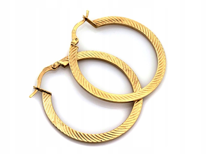 Zlaté kruhové Náušnice s frézovaným povrchem 26 mm ryzost 585 váha 1,75 g, elegantní dárek