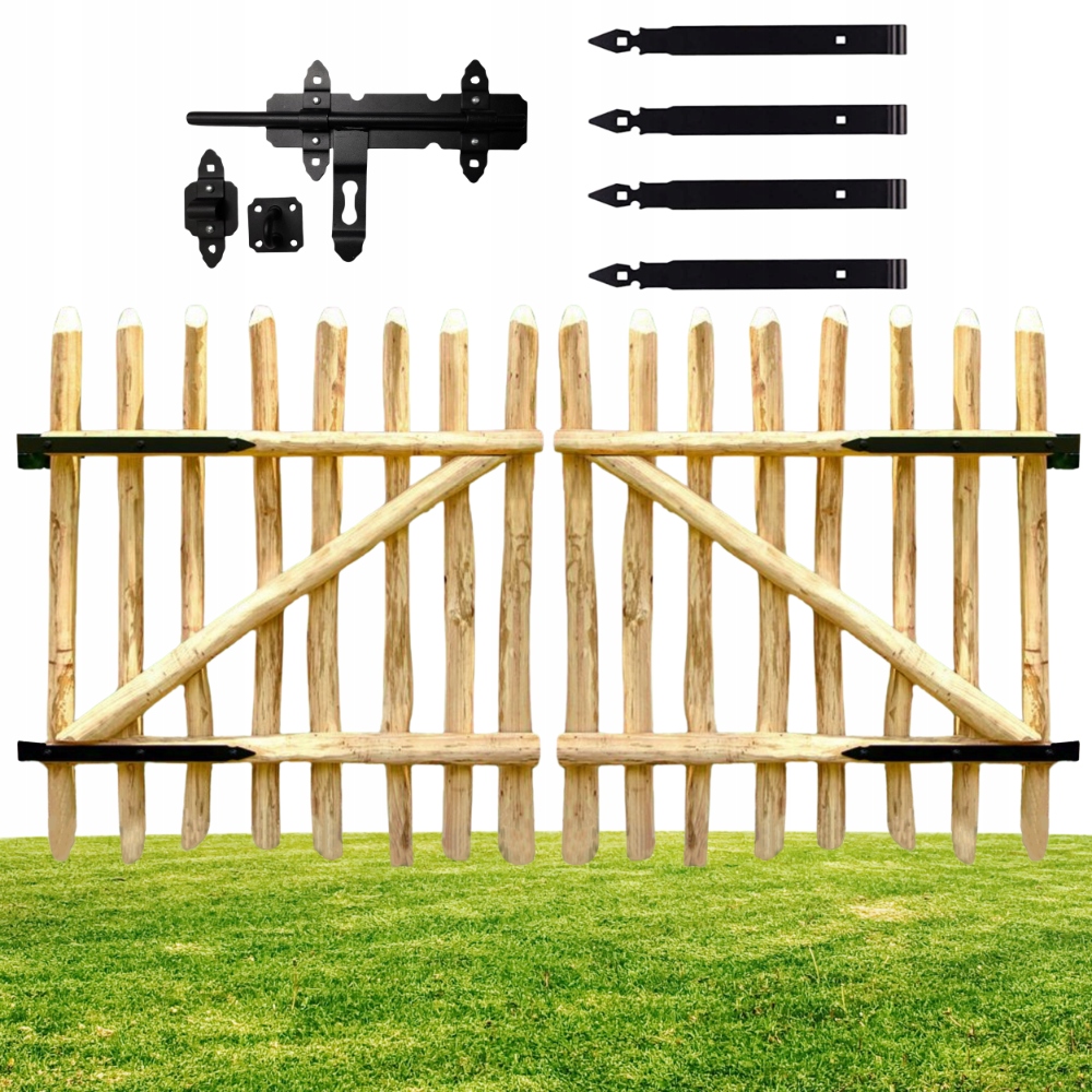 Dřevěná Plotová Furtka, sada 2 kusů 70 x 100 cm branka, zahrada