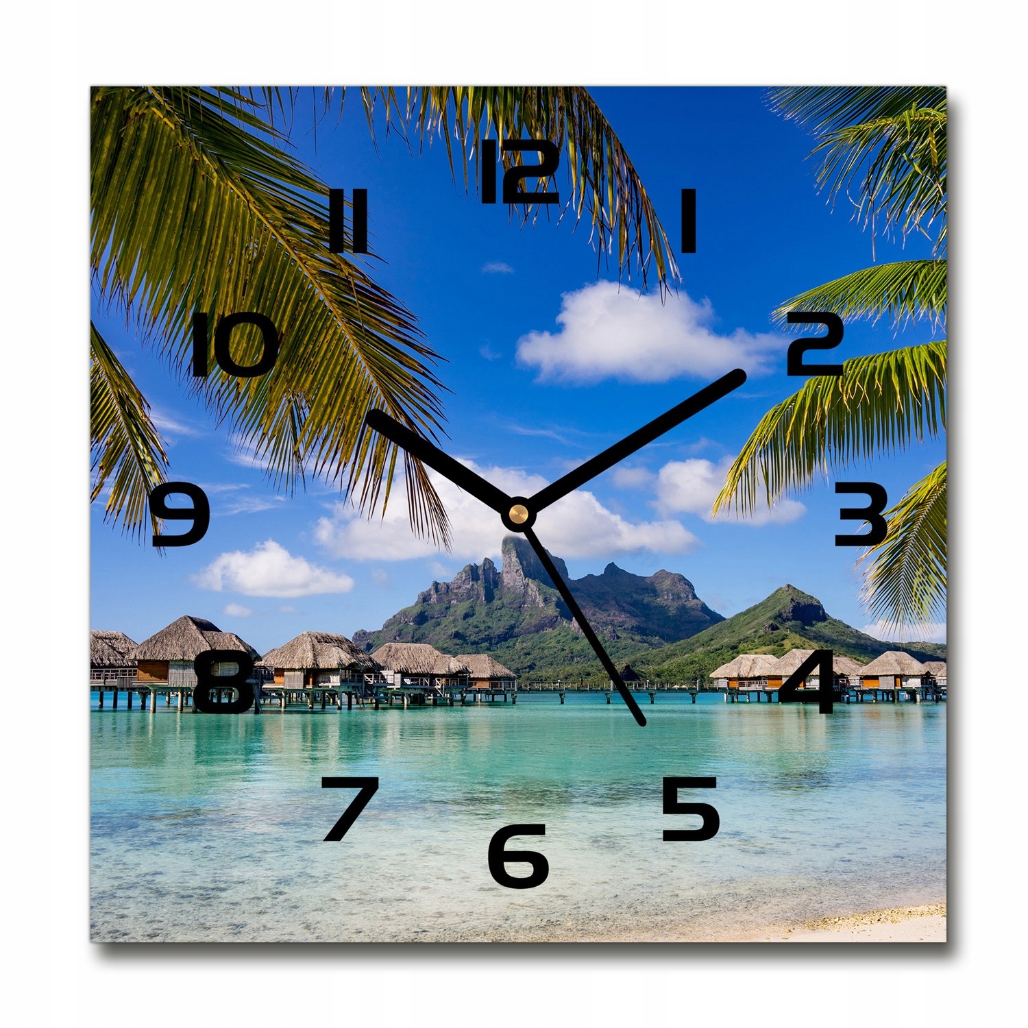 

Zegar szklany na ścianę Palmy na Bora Bora 30x30