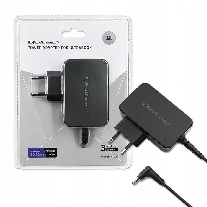Qoltec Zasilacz do ultrabooka Asus 45W 19V 2.37A 3.0x1.0