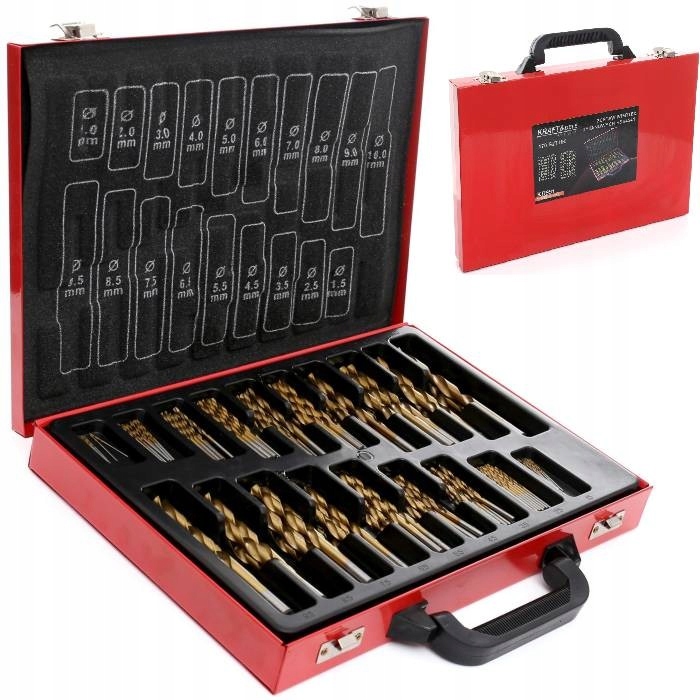 Sada Titanových Vrtáků Do Kovu Hss 1-10 MM 170 ks