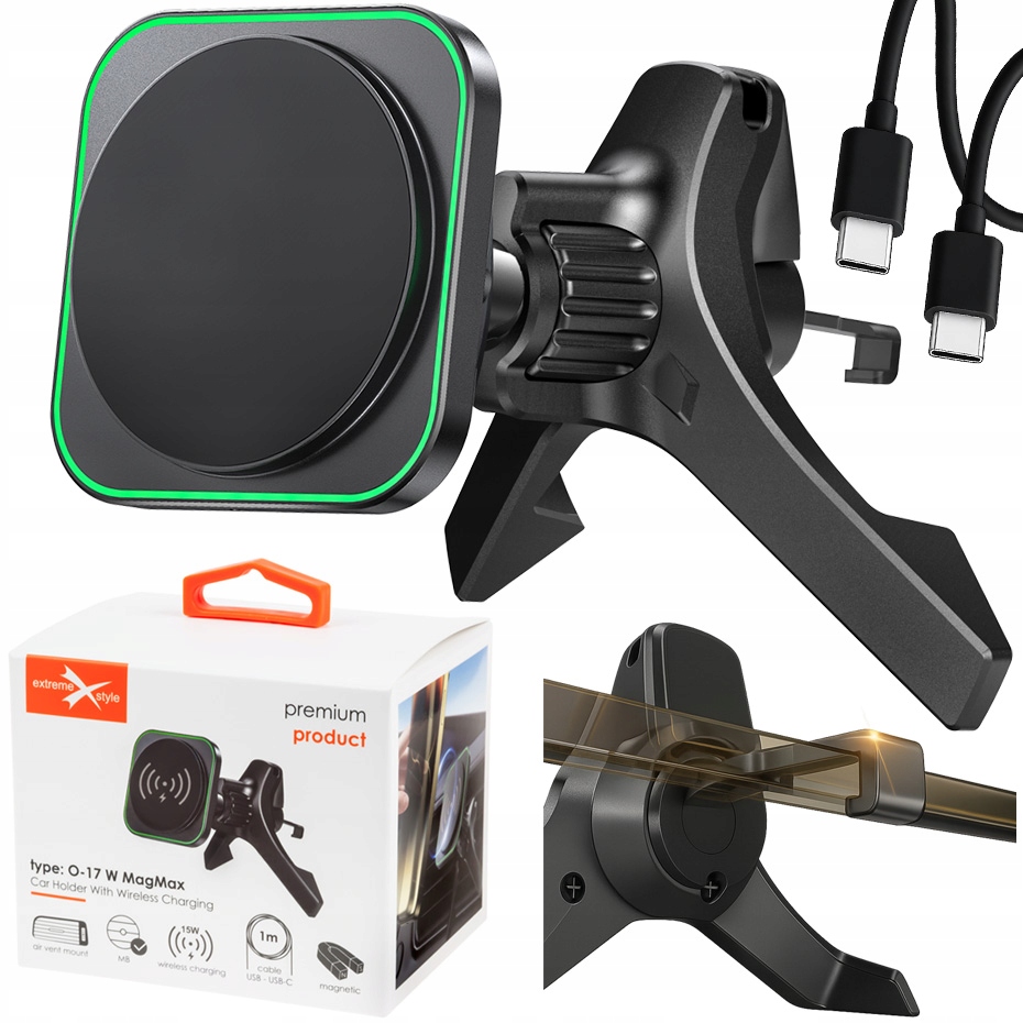 Uchwyt samochodowy MagSafe do telefonu z ładowarką indukcyjną 15W do kratki