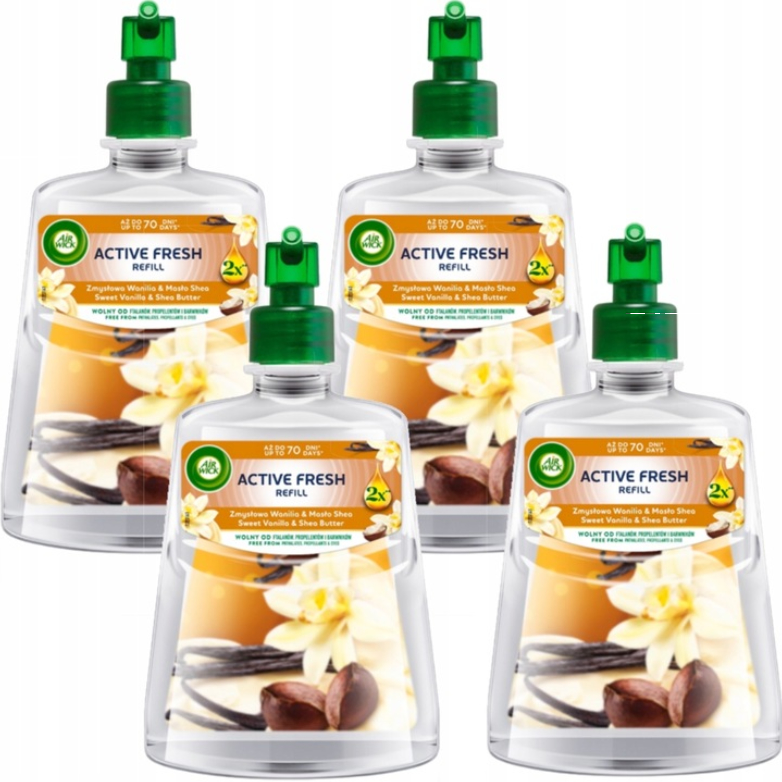 Levně Air Wick Active Fresh refill Smyslná Vanilka & Bambucké máslo 228 ml x4