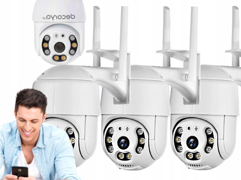 3x WiFi otočná kamera IP66 Zoom Full Hd 360 Monitorování domu a bytu