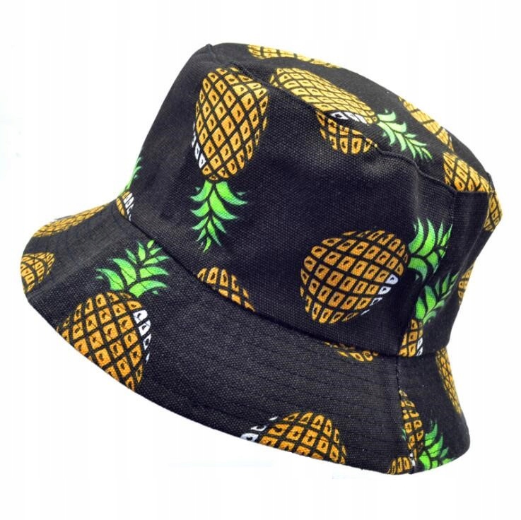 

Bucket Hat, Kapelusz Rybaka Czarny W Ananasy