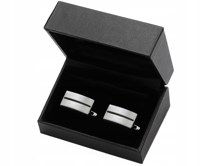 KLASYCZNE STALOWE Spinki Metalowe do Mankietów Koszuli + Pudełko GREG d6-12