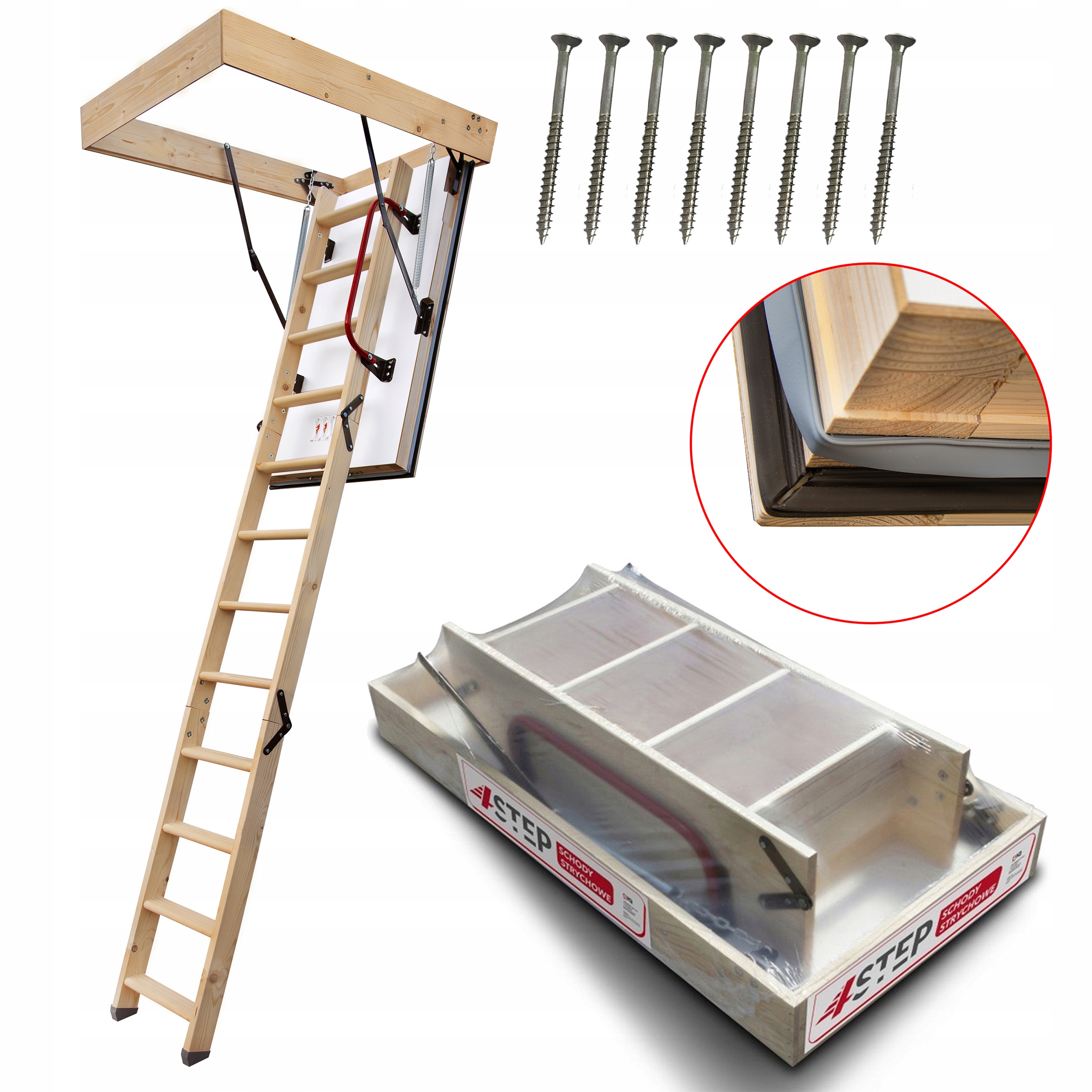 Půdní schody Nordic 0,44 W/m2K 130x80 Dodatečné těsnění Šrouby Bonus