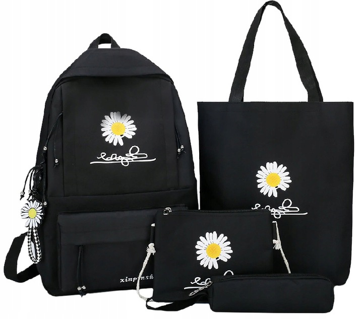 TORBA TOREBKA SASZETKA MŁODZIEŻOWA STOKROTKA PLECAK CZARNY 4w1