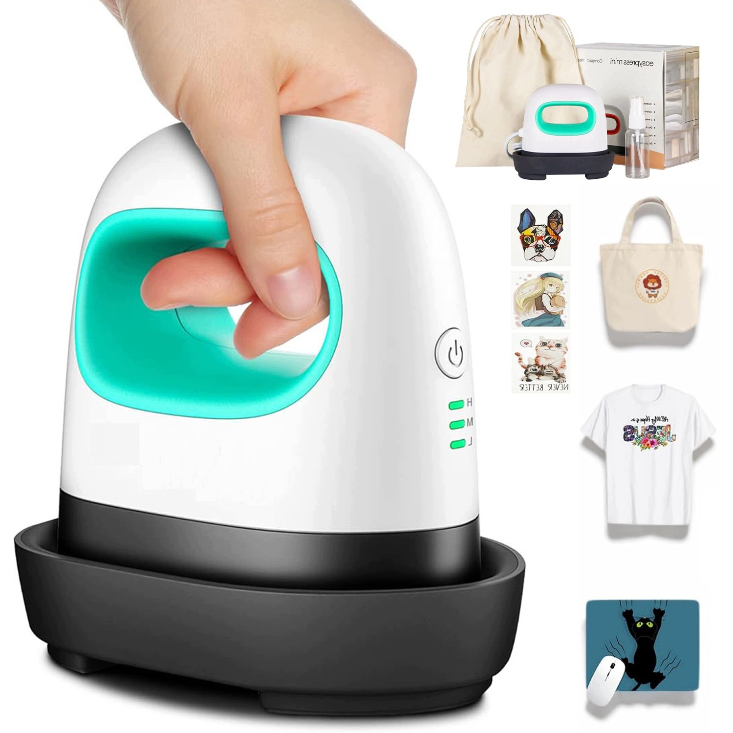 Termotransferový Lis Na Trička, 3 Režimy, Přenosný, Bezpečný, Zelený