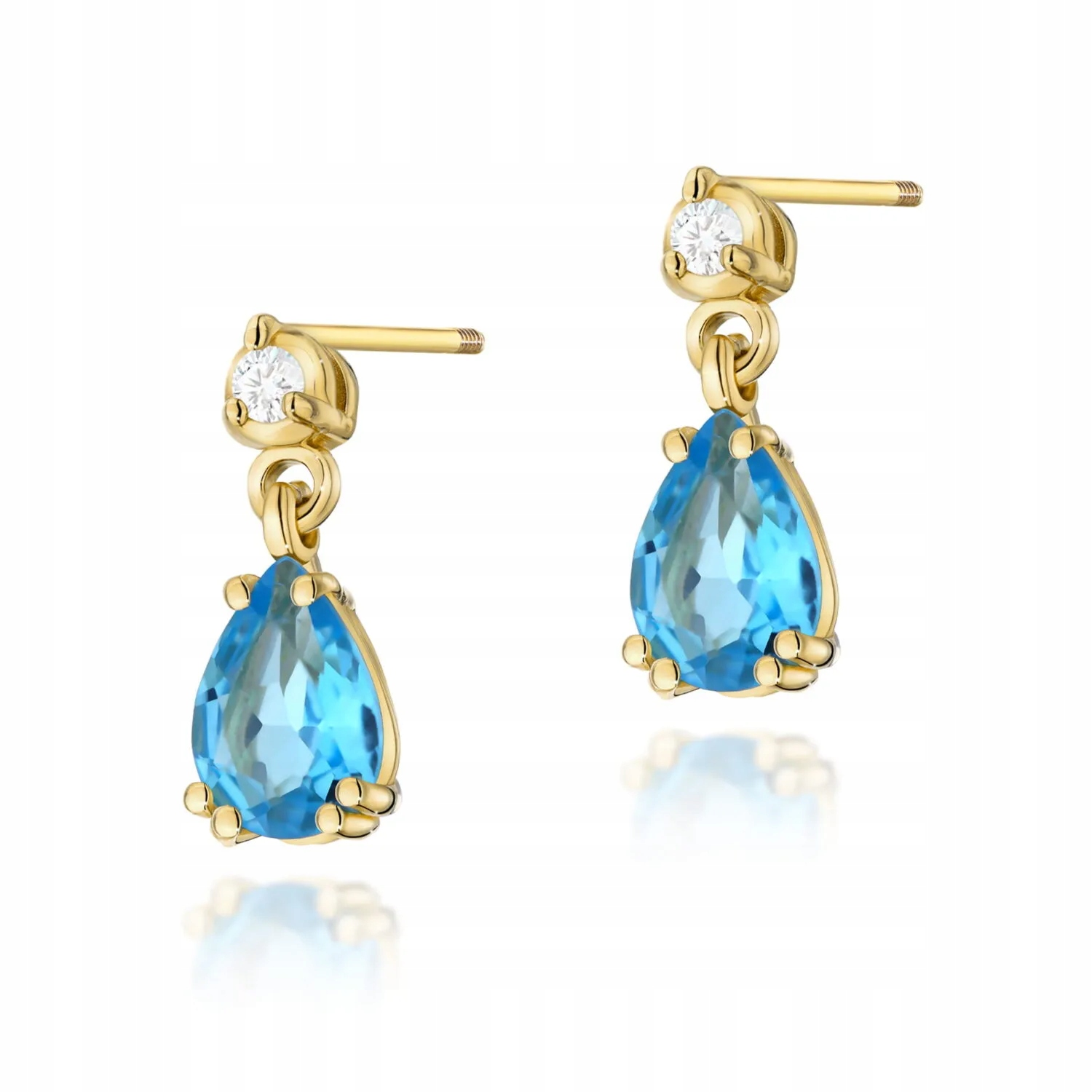 Złote kolczyki Topaz 2 x 0,90ct żółte złoto sztyft zakręcany pr. 585