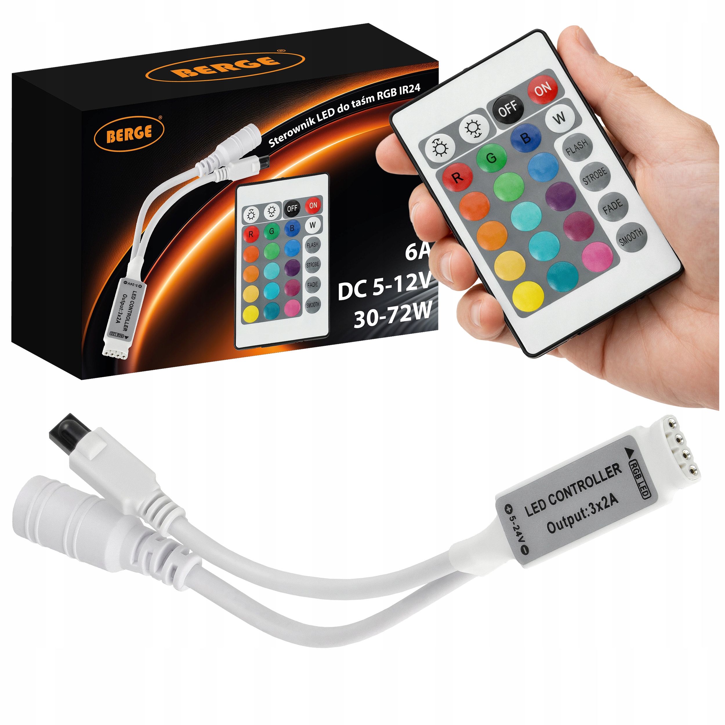 Sterownik Pilot LED Do Taśmy RGB Multicolor Kontroler Na Podczerwień 72W