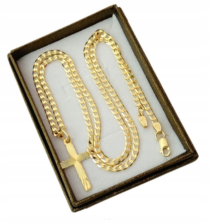 

Łańcuszek Złoty Pełny 585/ 50 CM. Krzyżyk Grawer