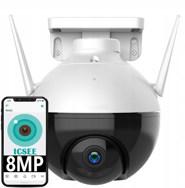 ZEWNĘTRZNA KAMERA PUNKTOWA IP 8MPx UHD 2160p 4K WiFi CZARNA 4x ZOOM PL