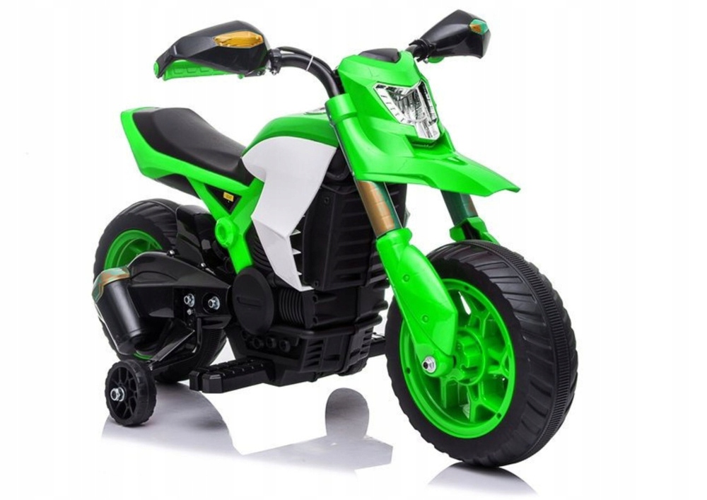 Motor na akumulator dla dzieci z plastikowymi kołami zielony od 3 lat