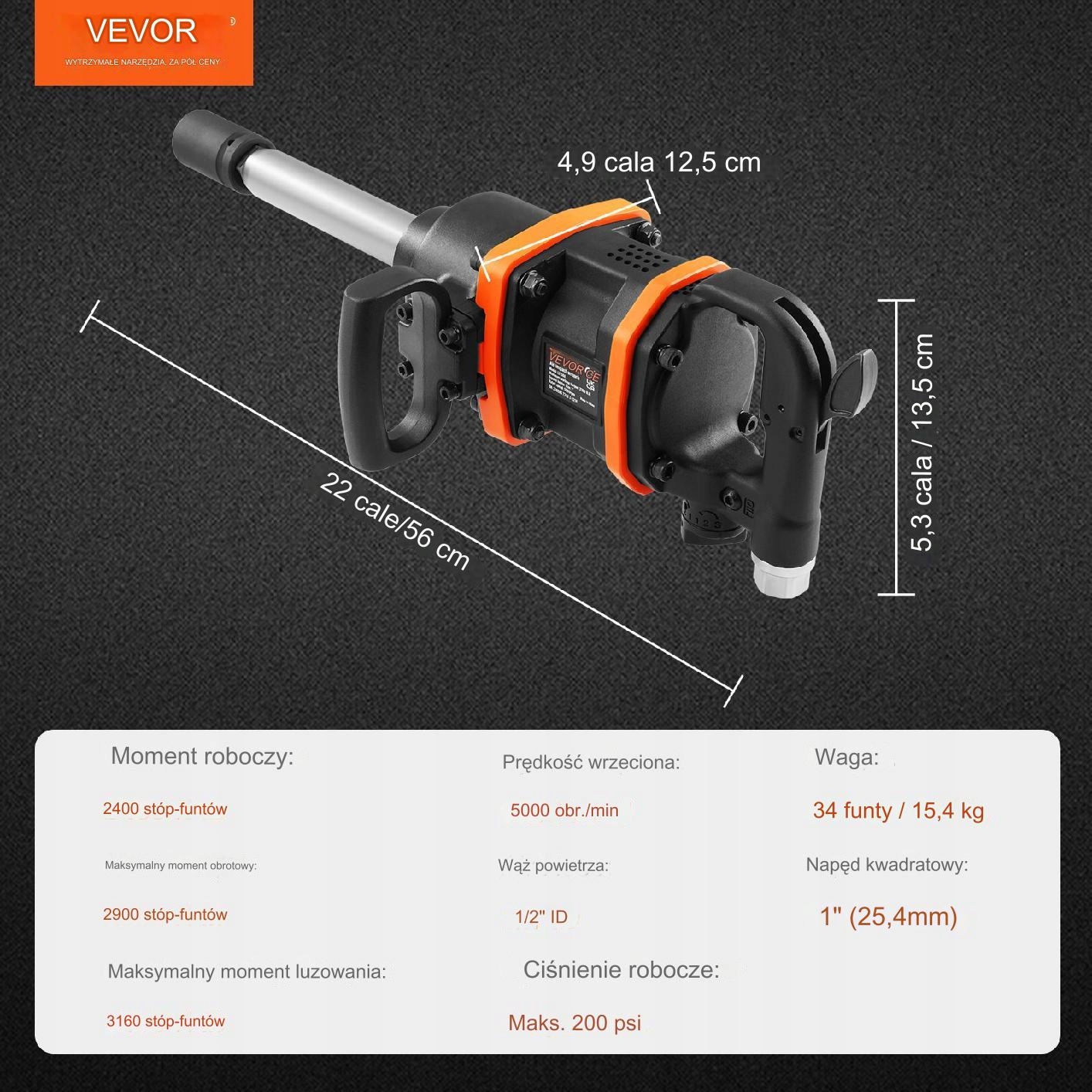Klucz udarowy pneumatyczny 5000RPM Marka bez marki