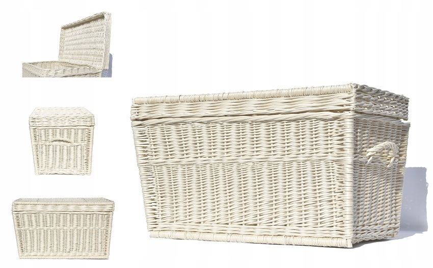 Proutěný kufr Truhlík na oblečení Povlečení 60 cm Ecru