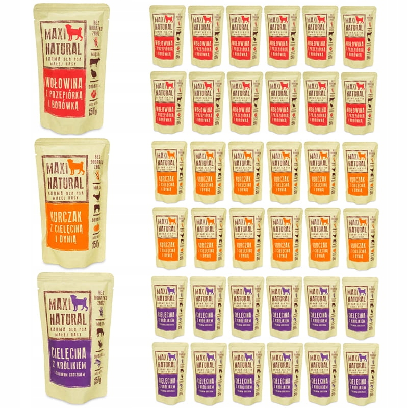 Levně 39 x Maxi Natural Krmivo pro psy Mix Chutí 150g