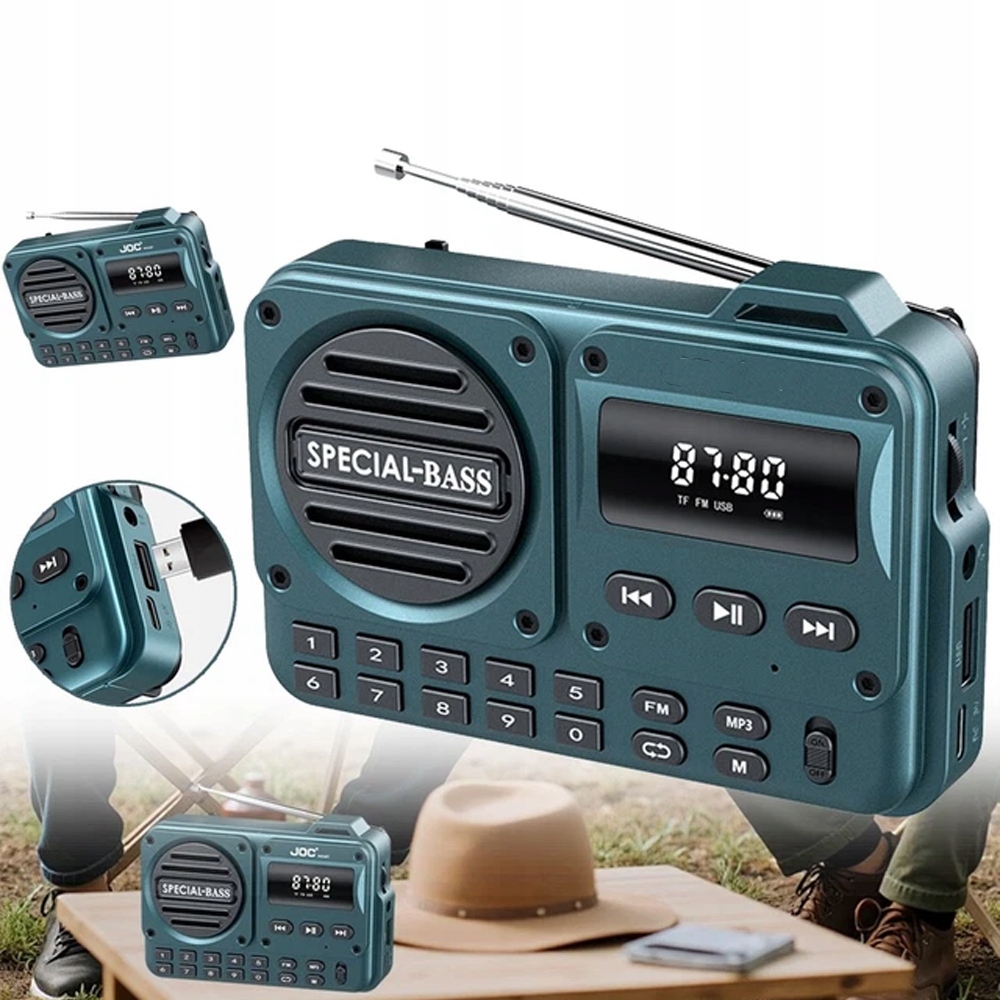 BEZPRZEWODOWE RADIO AM/FM Z BATERIĄ 1200 MAH ODBIORNIK MP3 WAV W DO PODRÓŻY