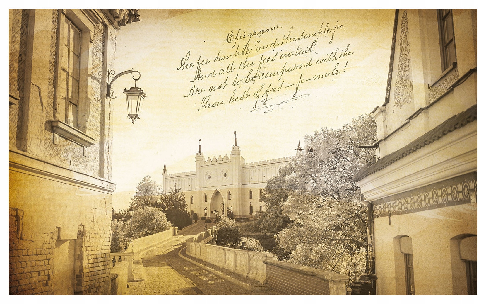 Fototapeta Zámek v teplých béžových odstínech a tajemný starý 208x146 lepidlo