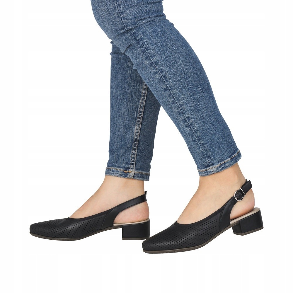 Rieker 47066-00 Černé kožené dámské lodičky Antistress 3,5 cm 38