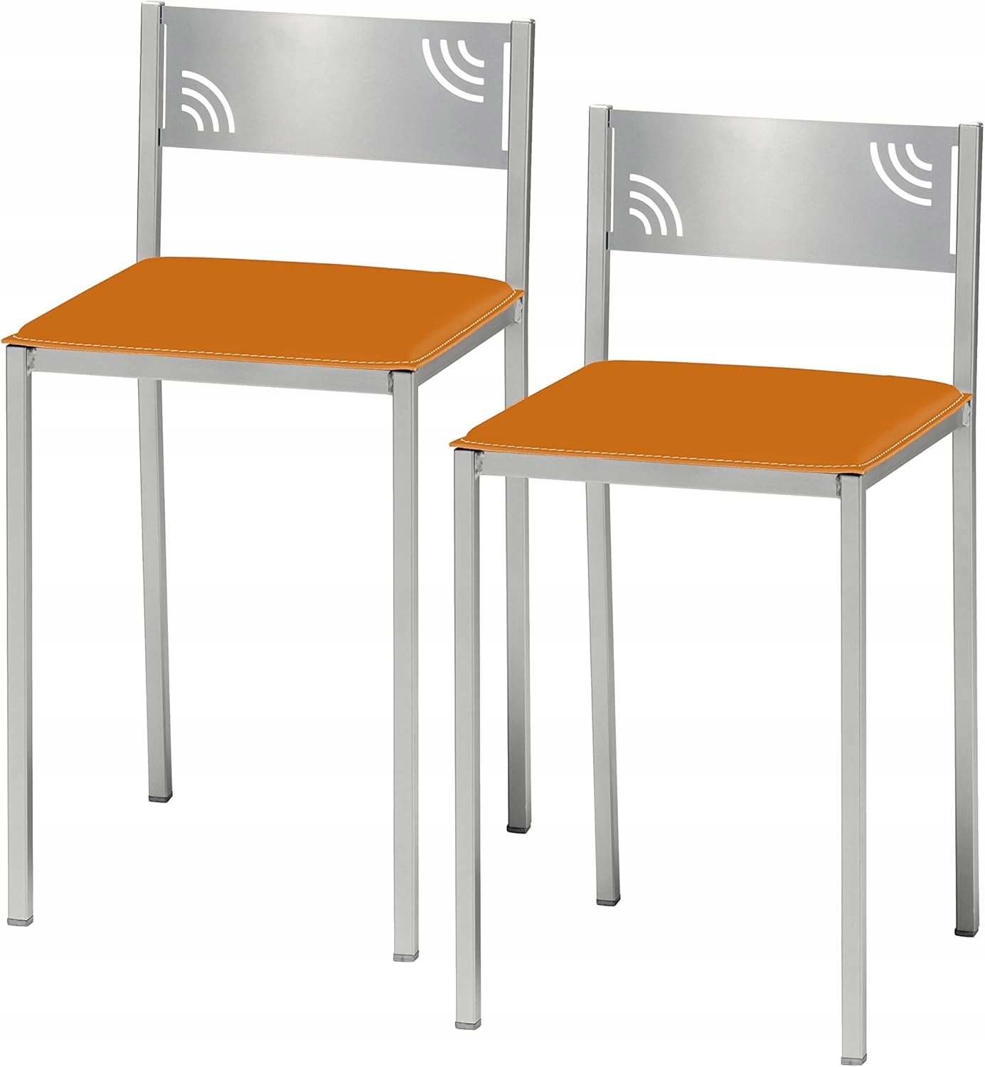 Kuchynské stoličky Astimesa oranžové, strieborné 45 cm, umelá koža