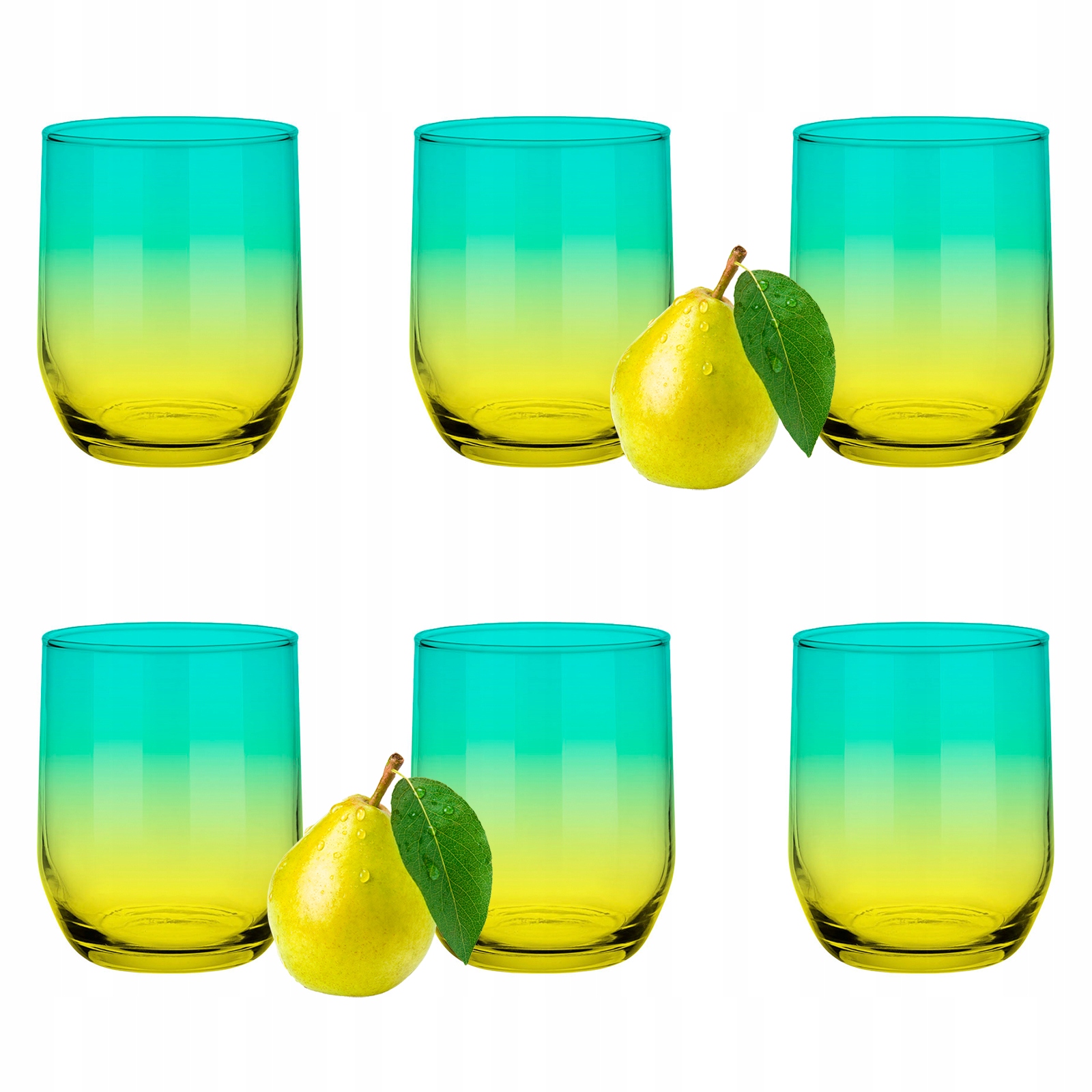 

6x Szklanka 300ml Żółto-turkusowa, Drinki, Soki