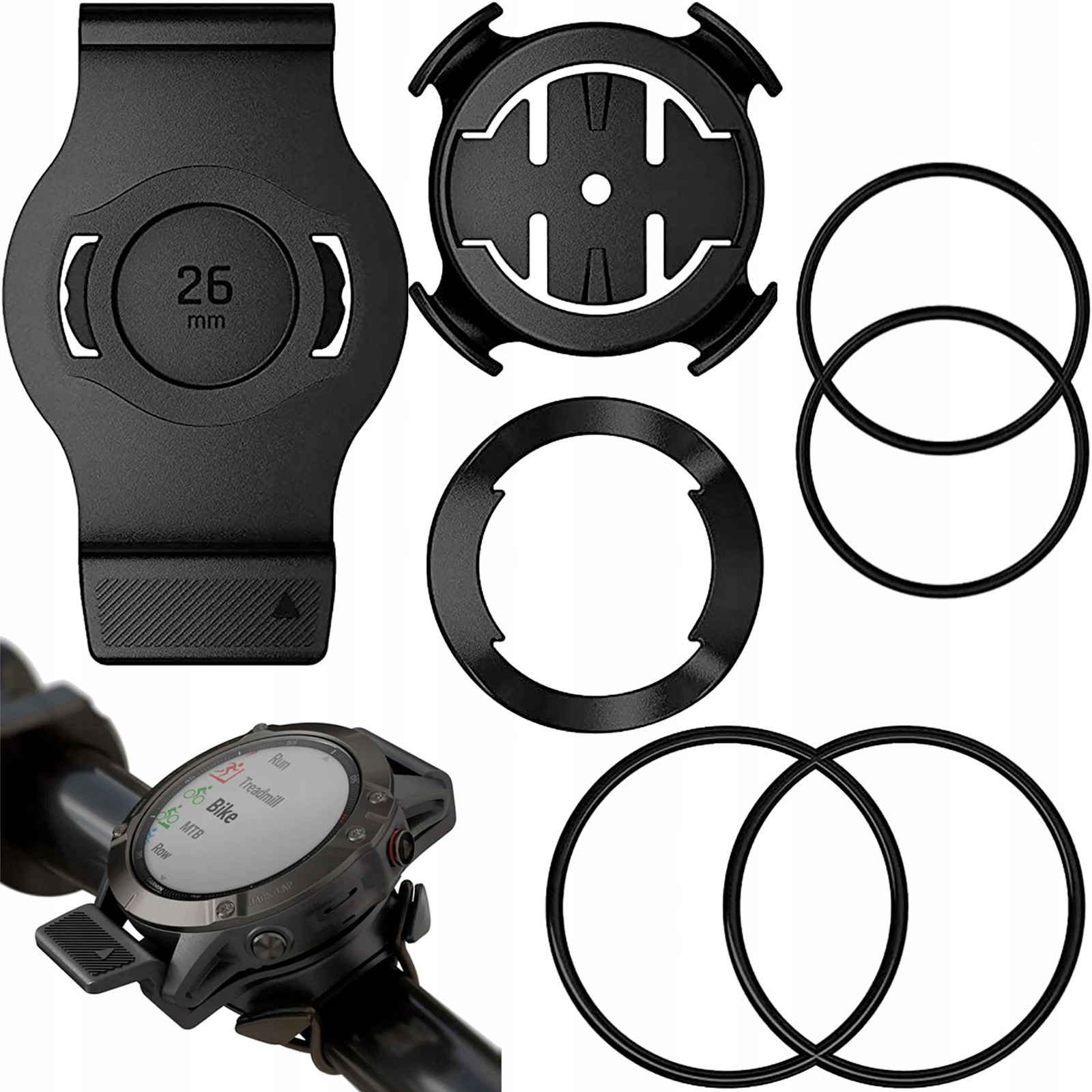 UCHWYT rowerowy QuickFit 26mm obracany o 90st na zegarek GARMIN Fenix 6X 7X