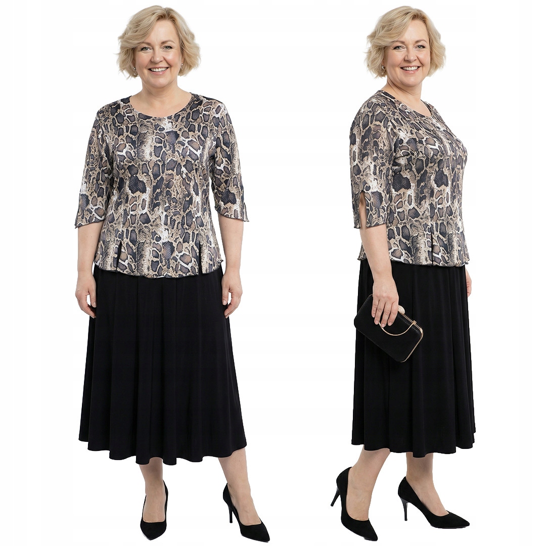 Černý komplet horní část z hadí kůže plus size velikost 60/62
