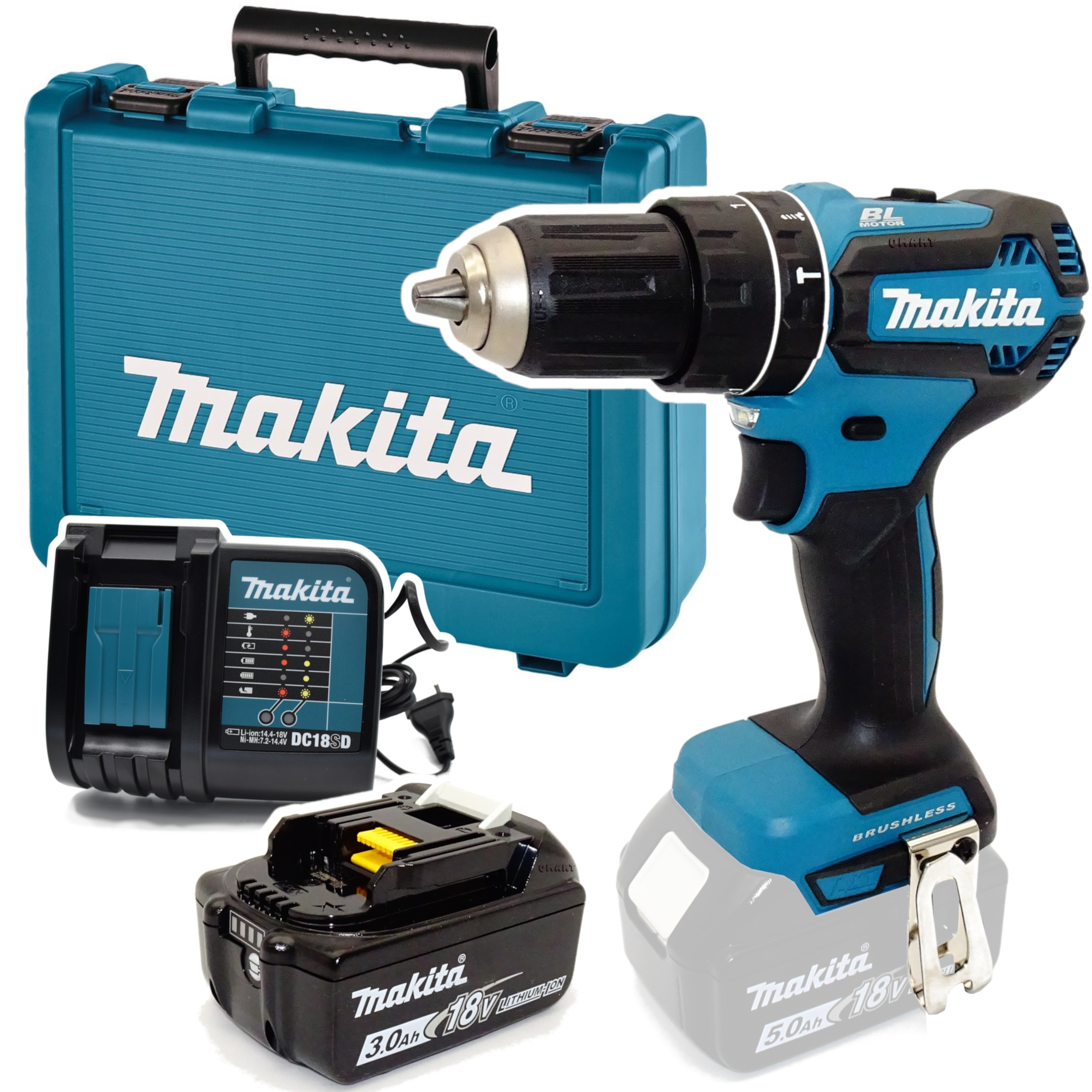 Makita DHP485SF1J Wkrętarka akumulatorowa udarowa 1x3Ah 18V zestaw Walizka