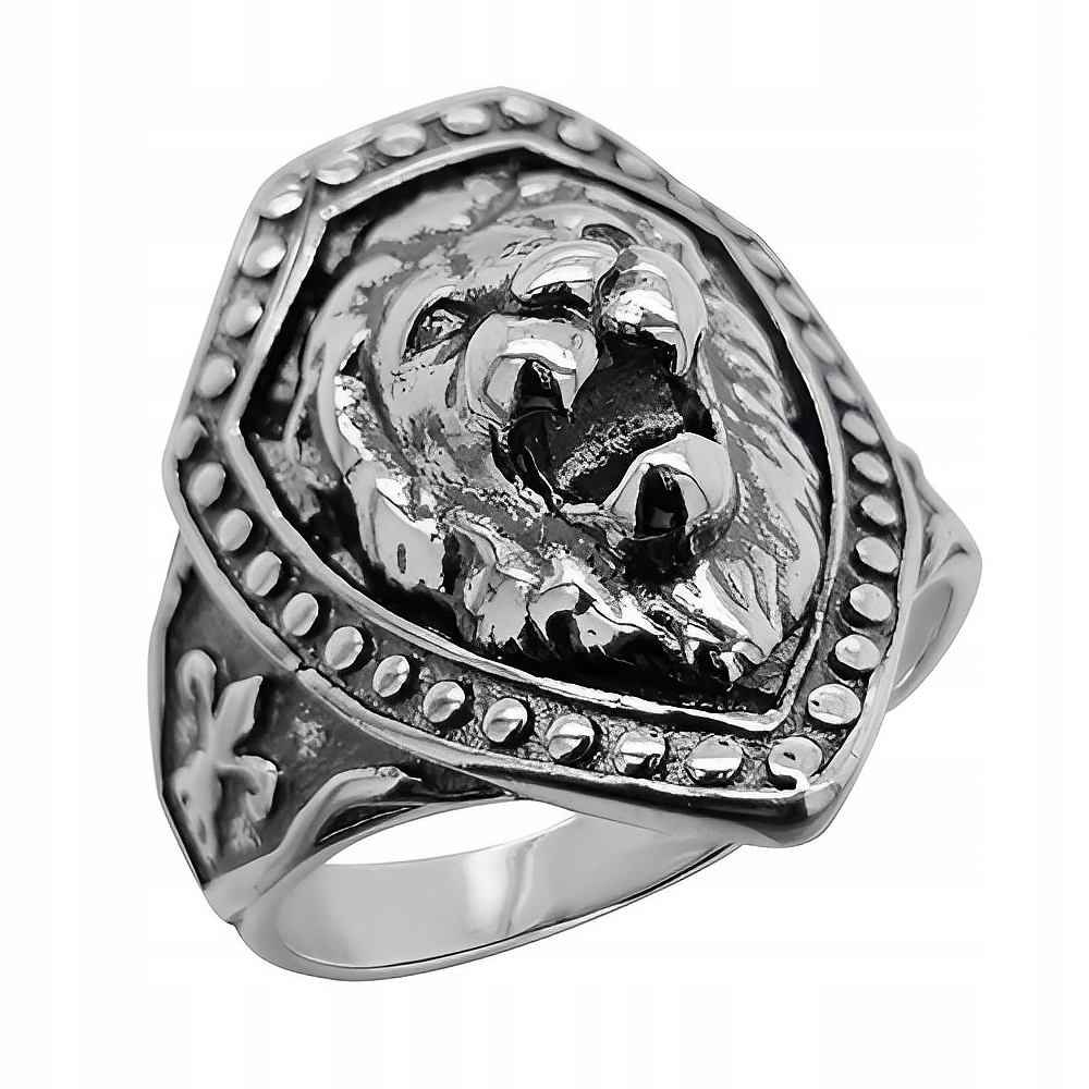Signet stříbrný ryzost 925 Elegantní pánský prsten Lev v štítu vel. 23