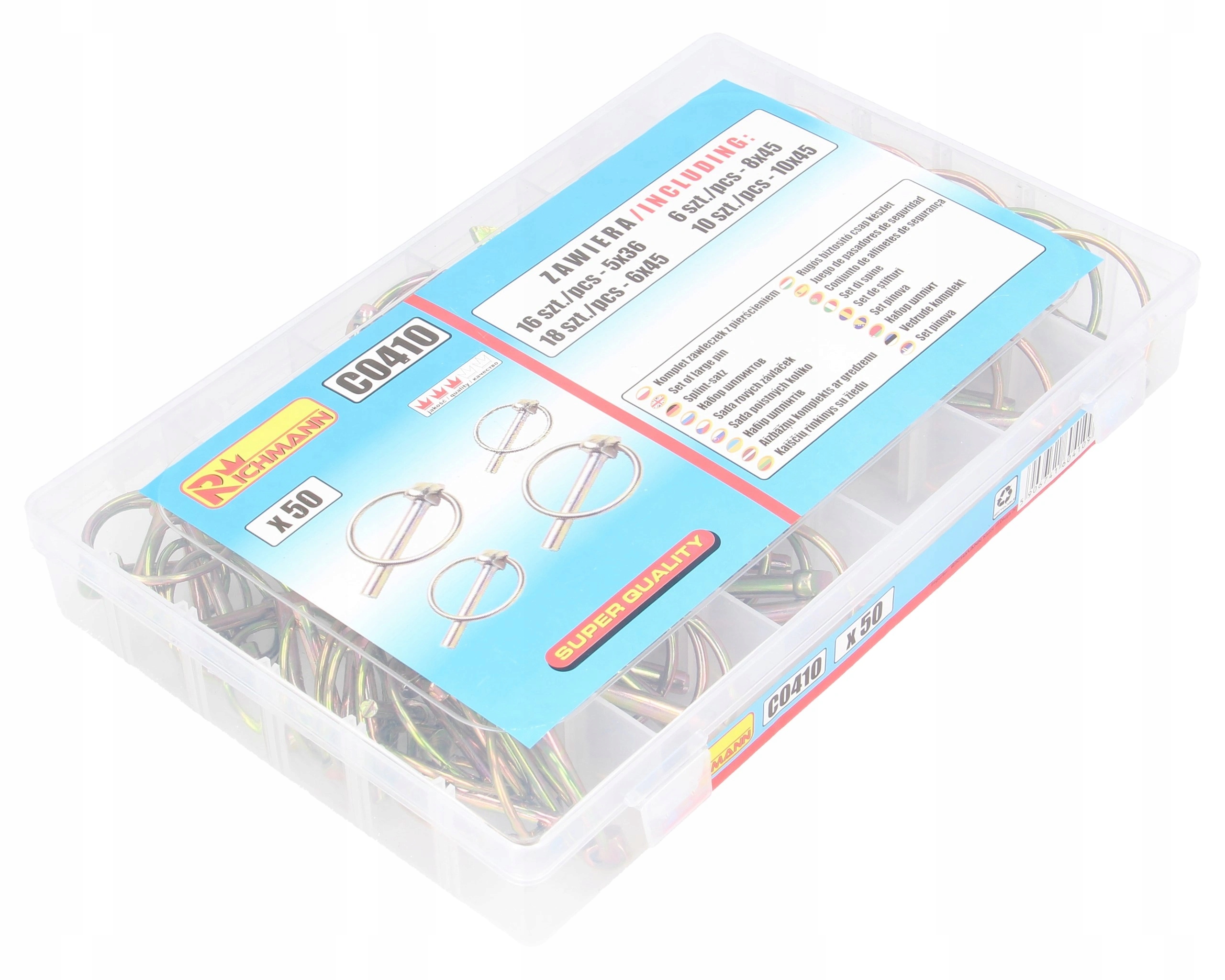 Sada závlaček s pojistným kroužkem pro zemědělské stroje 50 ks