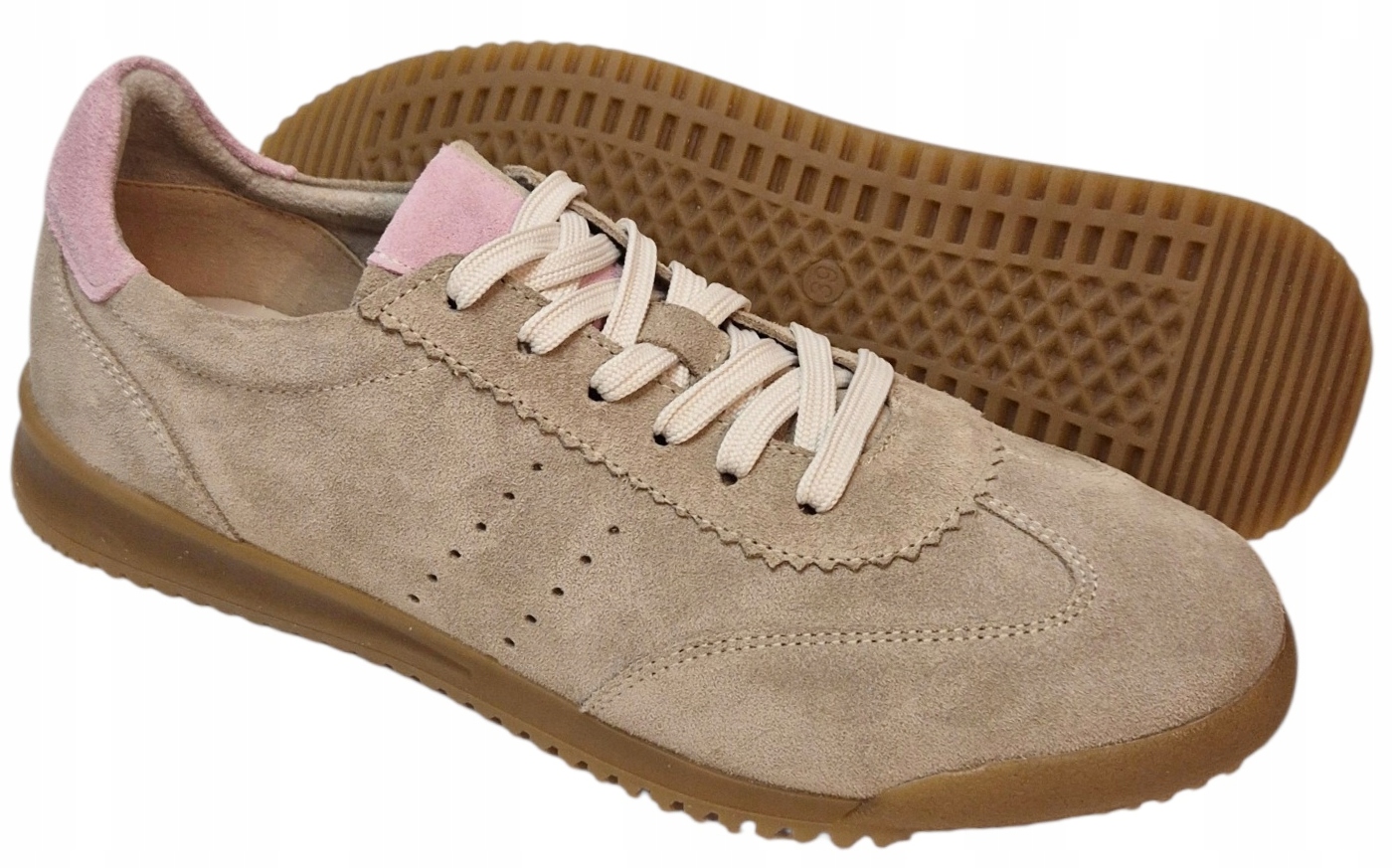 Gamis 8182 Tenisky Béžová Růžová přírodní kůže semiš vel 38