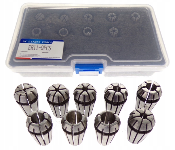Zestaw Tulejek Zaciskowych ER11 Tulejka Tuleja Zaciskowa Er 11 9szt 1-7mm
