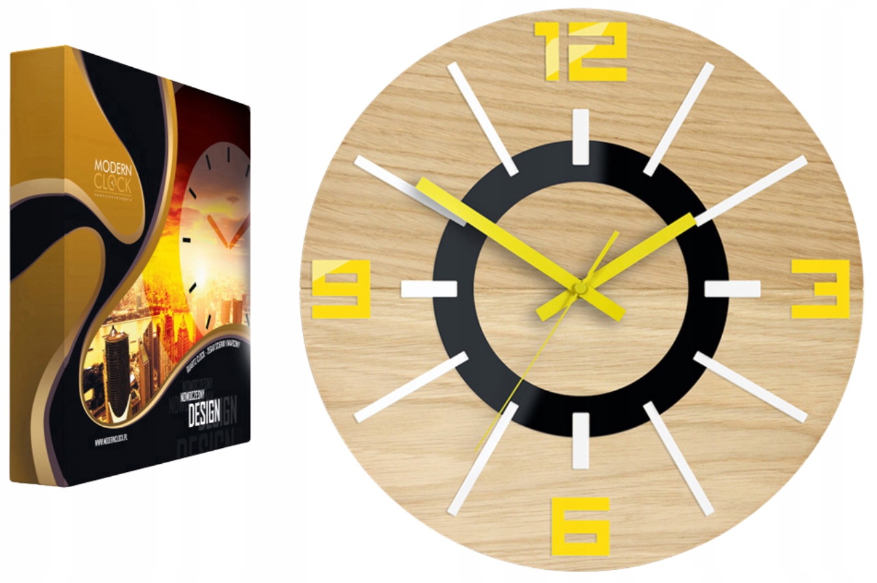 Nástěnné hodiny Dubový akrylový Aladin Wood Yellow Mirror Kulatý