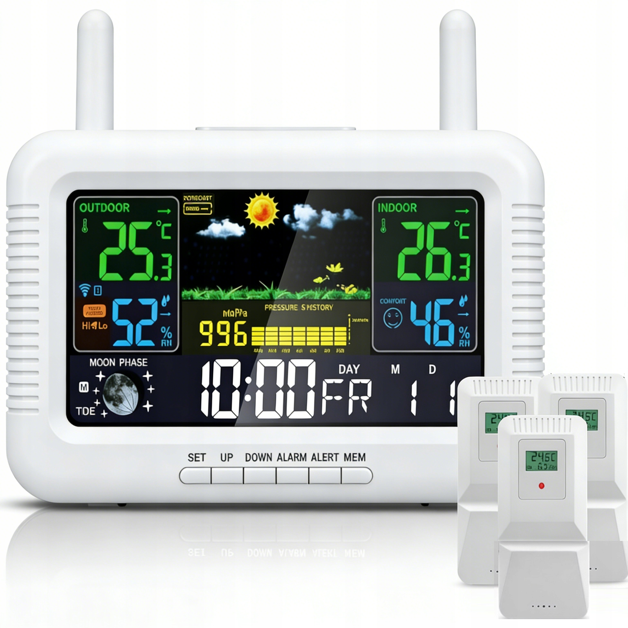 Stacja pogodowa Bezprzewodowy termometr Barometr Zewnętrzny czujnik*3
