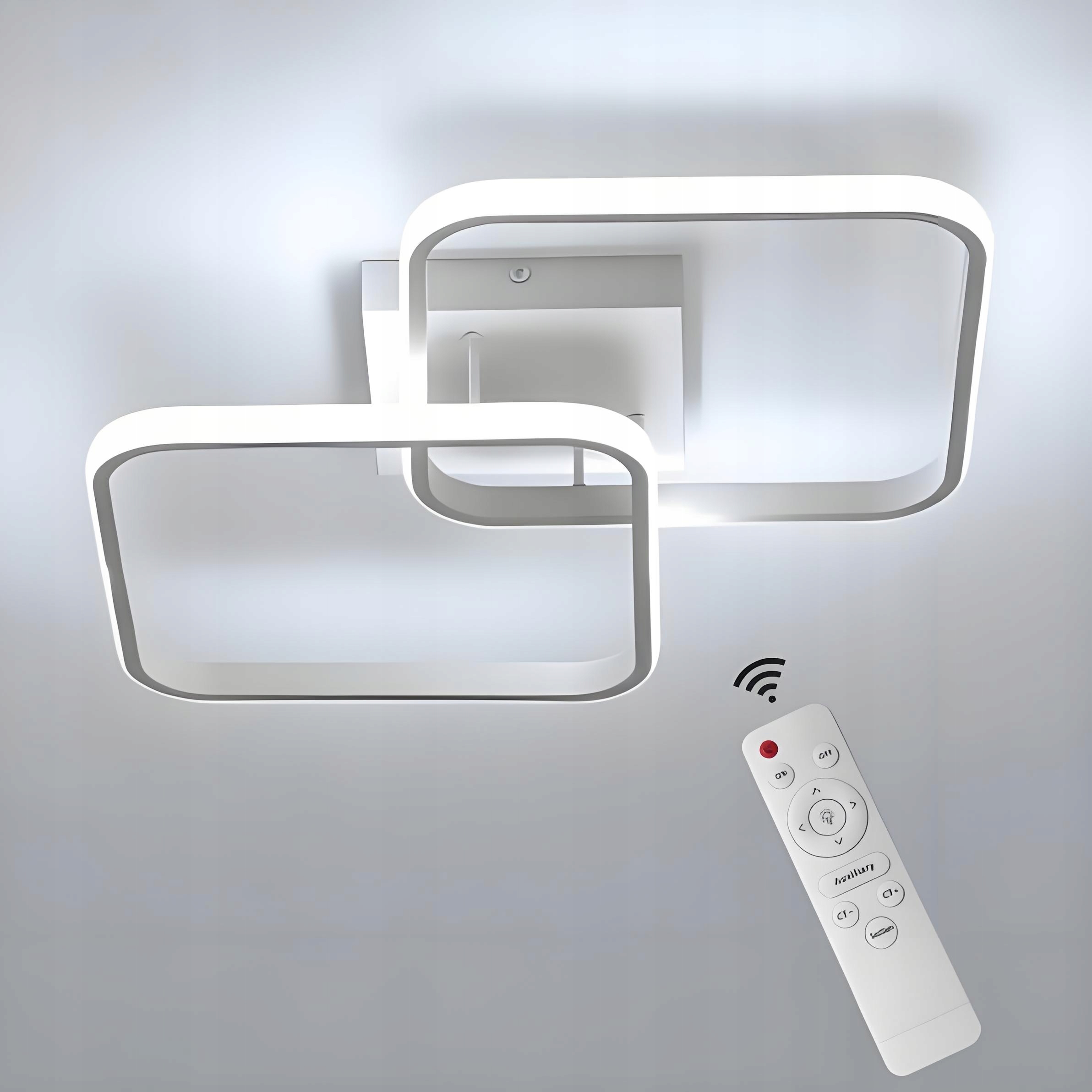 Lampa Sufitowa Nowoczesny Żyrandol Kwadrat Plafon Led 50W Do Salonu Pilot