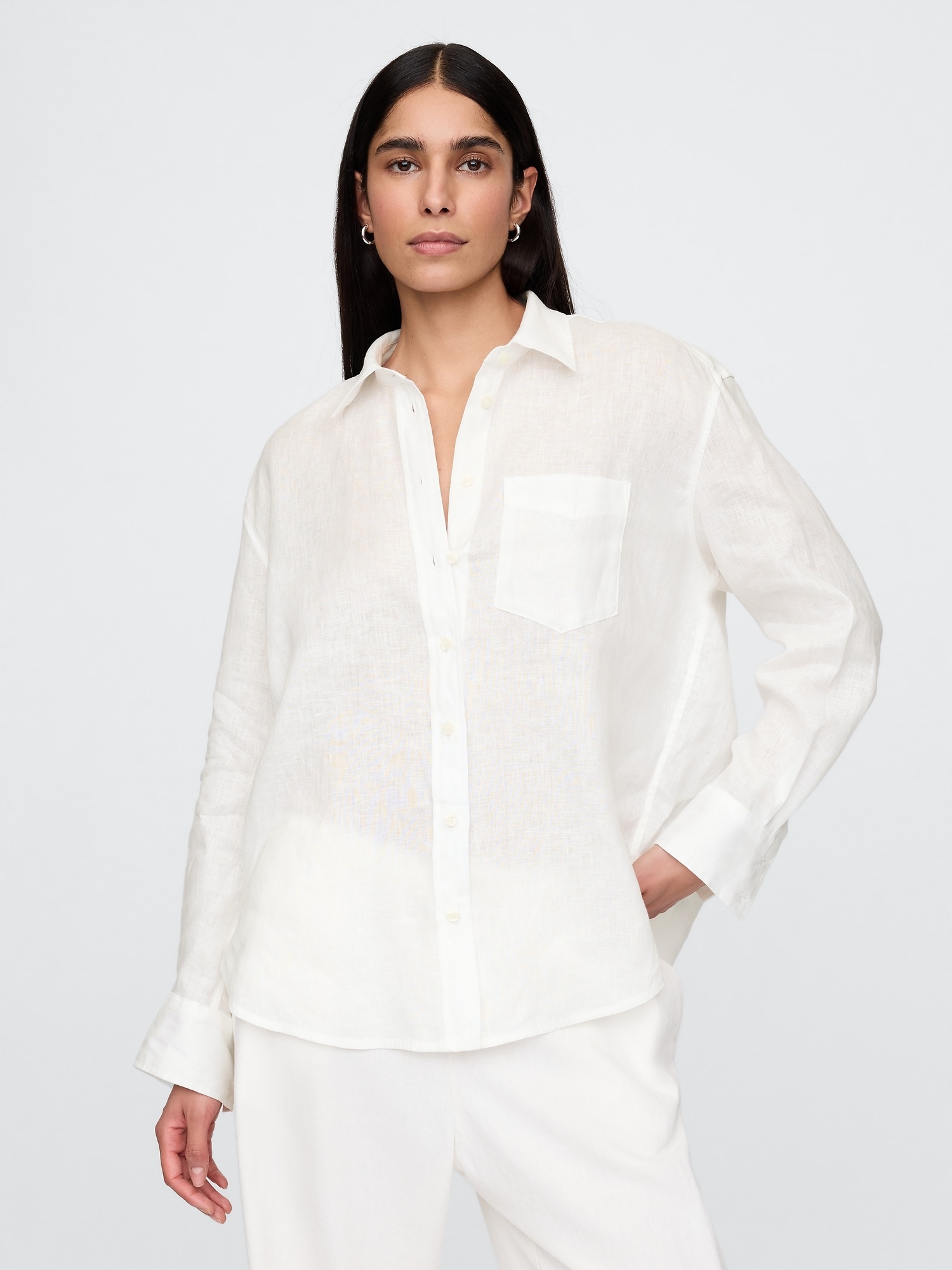 Gap Lněná oversize košile Big Shirt