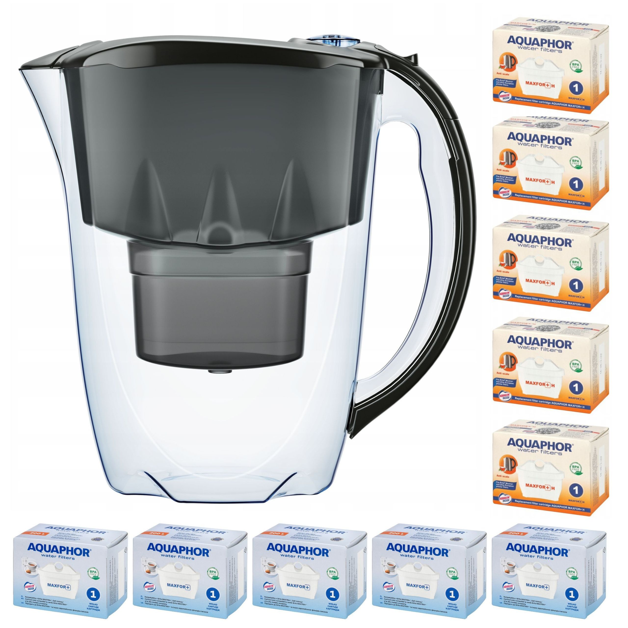Nádoba na filtrování vody Aquaphor Amethyst 2,8 l 10 náplní (5+5H), černá