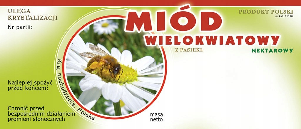 Etykiety na miód wielokwiatowy (100szt)-wzór E1110
