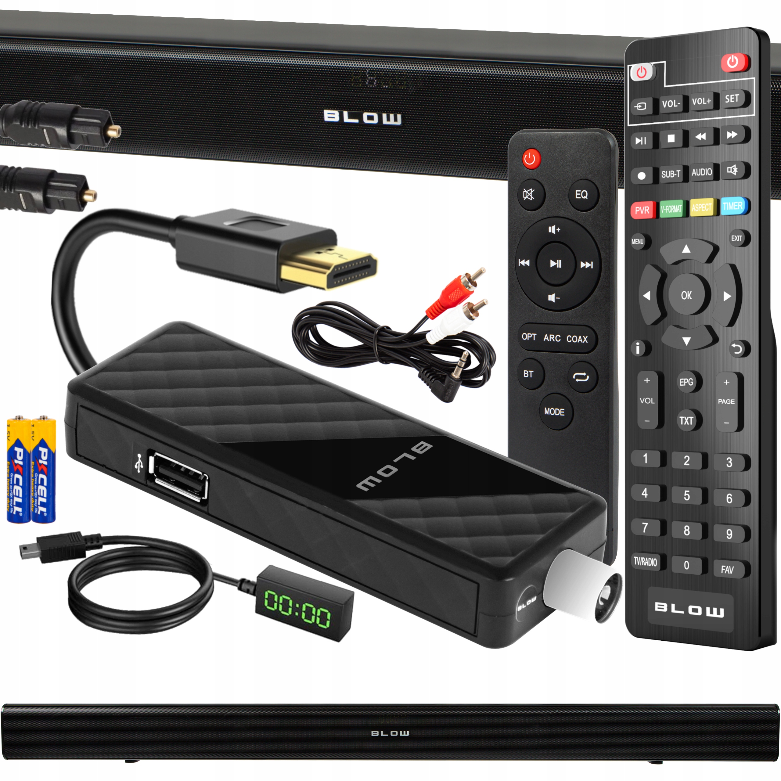 Dekodér Tuner Tv DVB-T2 Hevc H.265 Full Hd Mini Stick Diaľkový Ovládač Soundbar Set