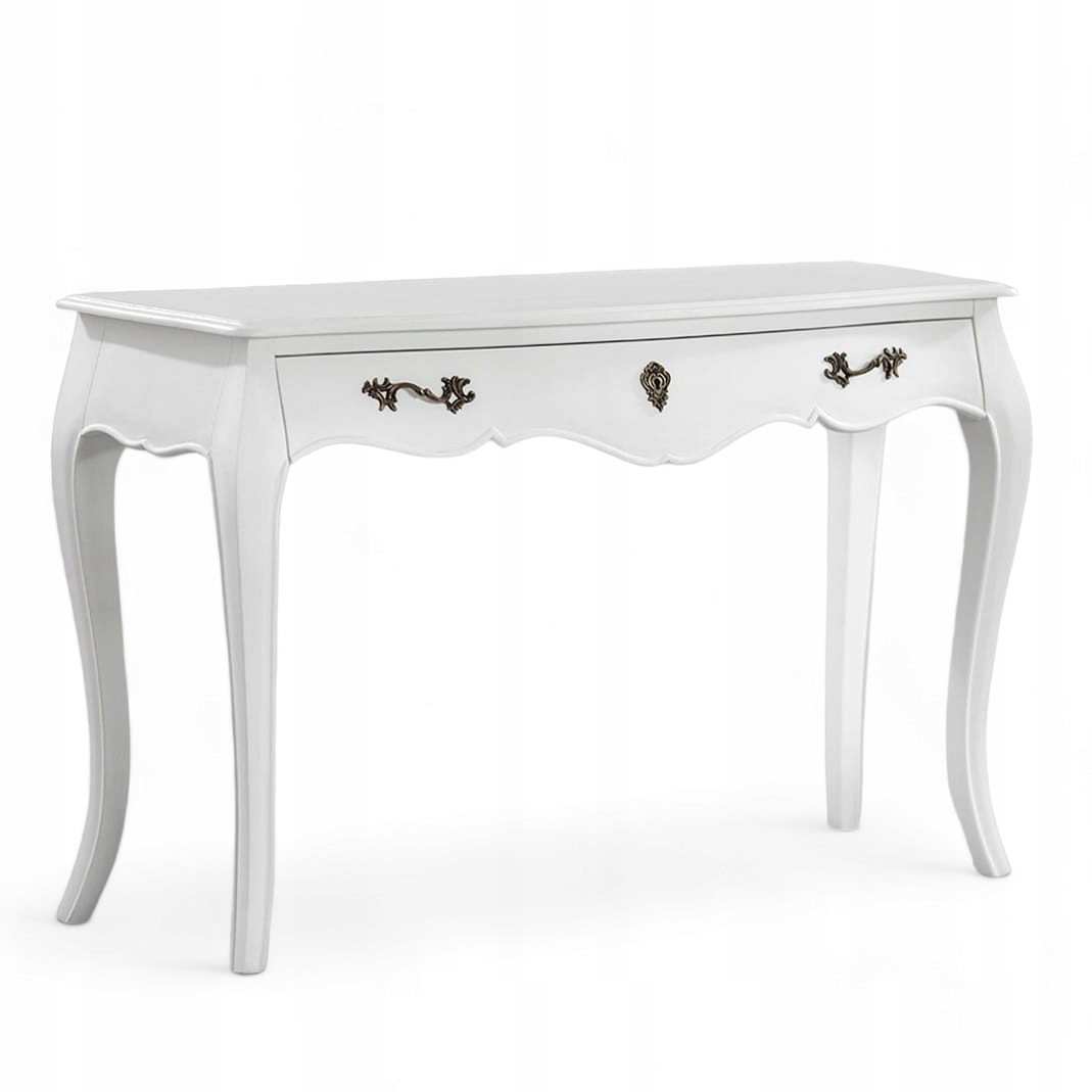 Konsola Stylowa Drewniana Biała Stolik Przyścienny Elegancki do Przedpokoju