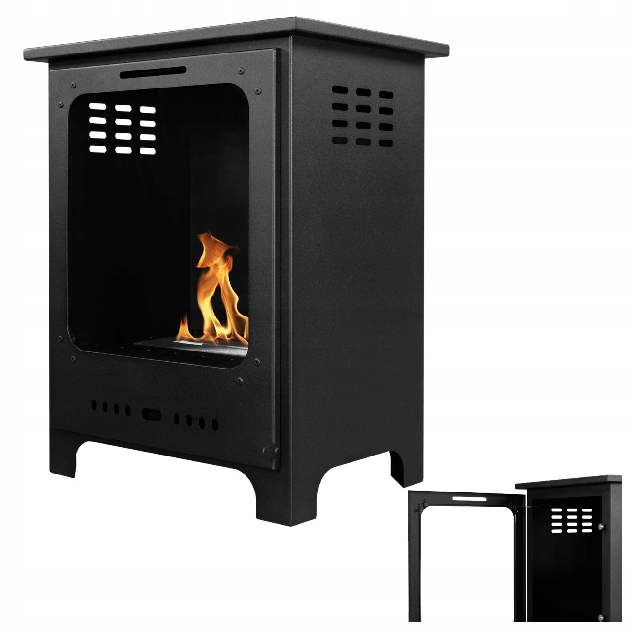 Volně Stojící Biokrb Koza Mini Černý Mat Se Sklem