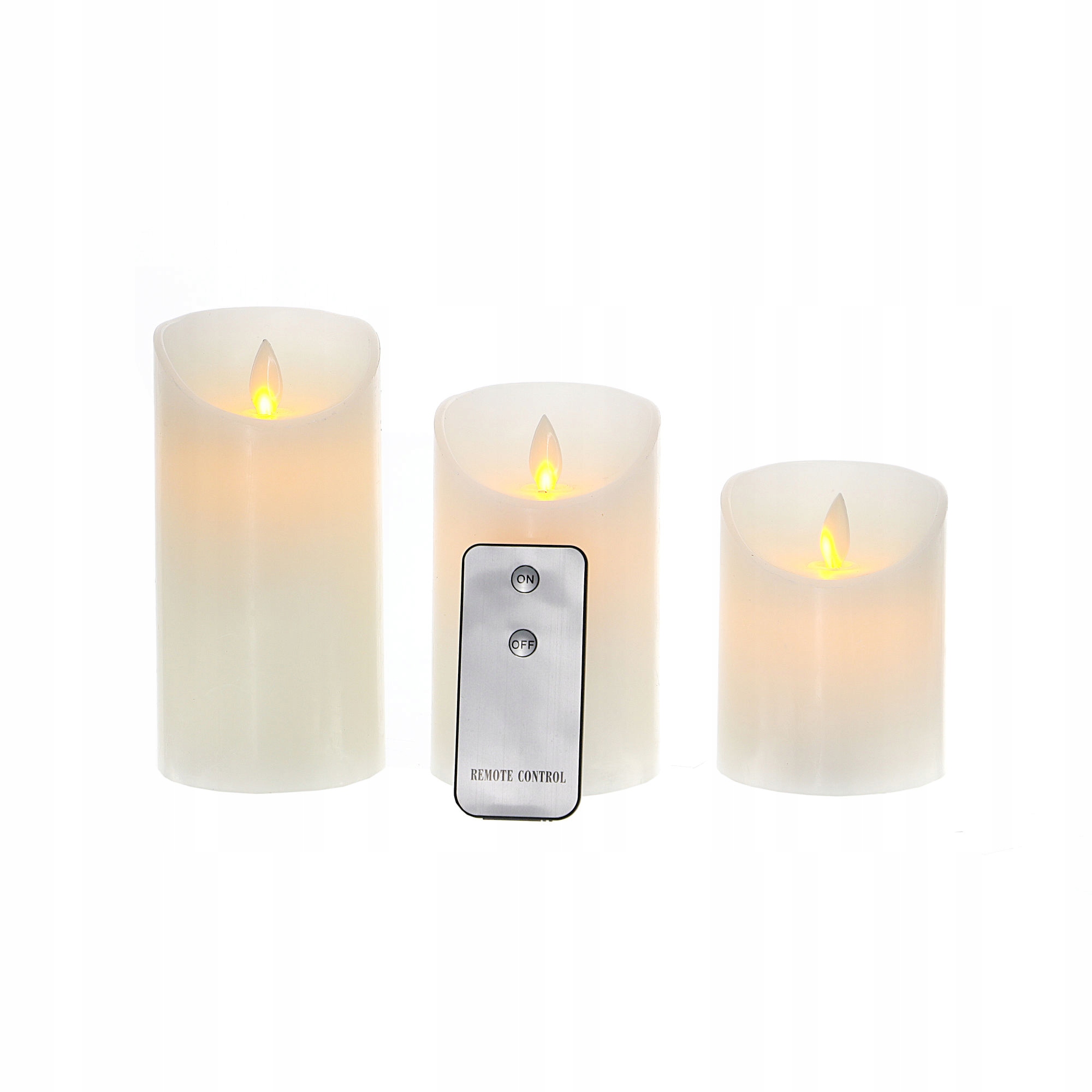 

Zestaw 3 świec woskowych Led 7,5 x 10/12/15cm 3w1