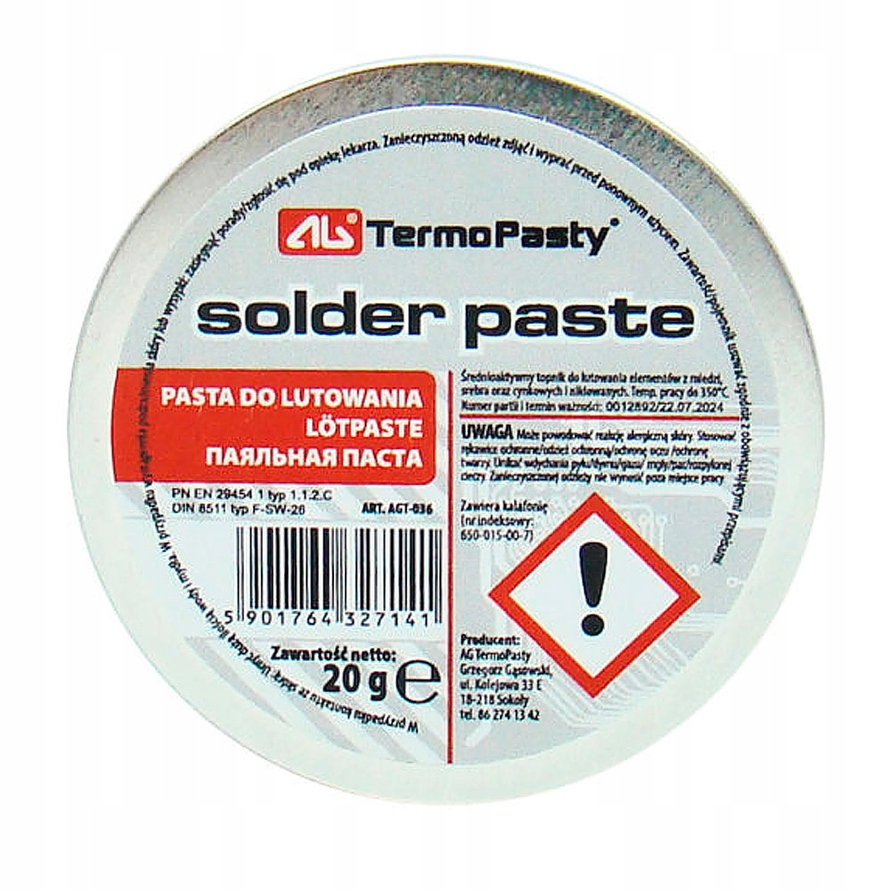 

Pasta lutownicza 20g miedz srebro nikiel cynk