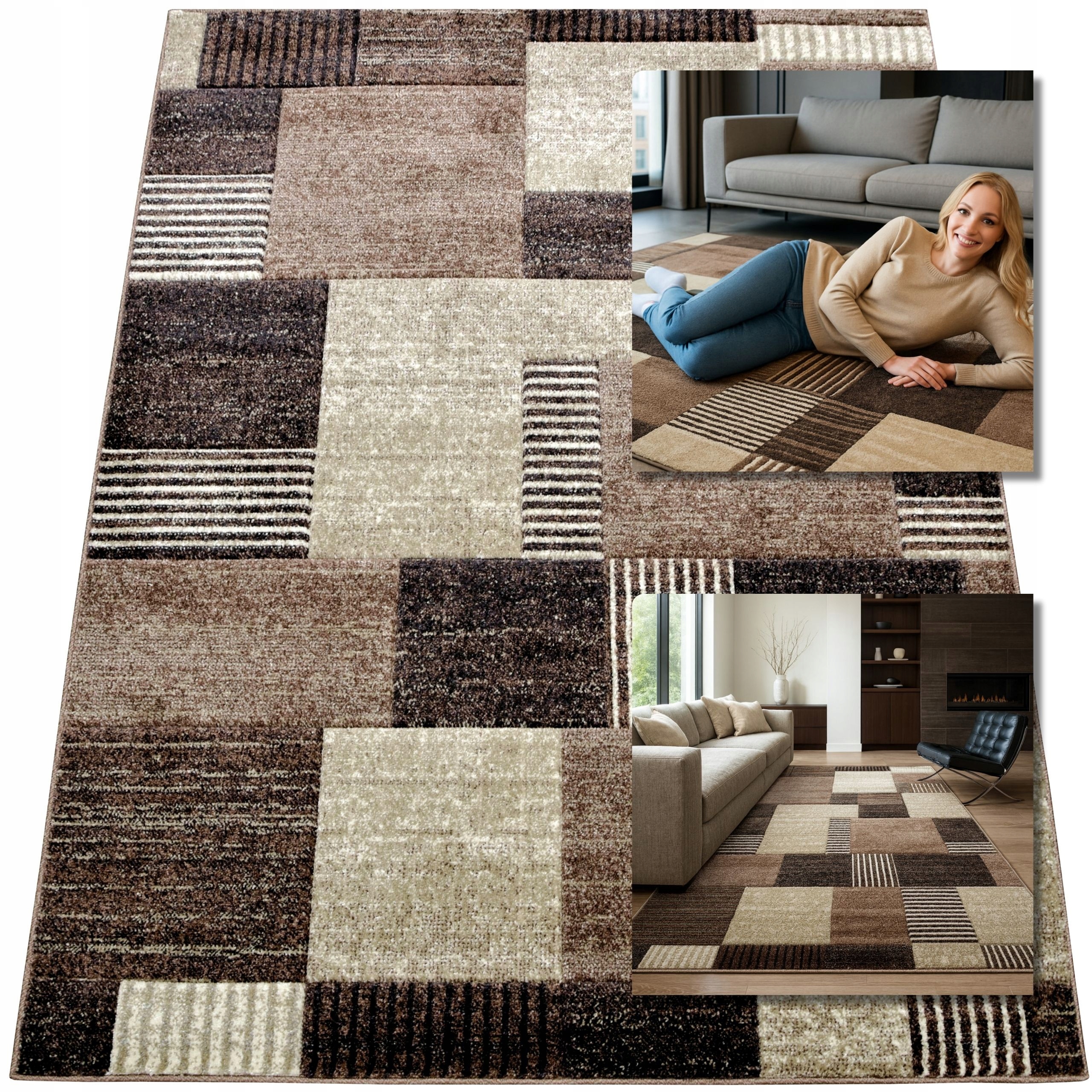 Moderní Koberec Hnědý Béžový Koberec Do Obývacího Pokoje Romantic 13 mm 150x300