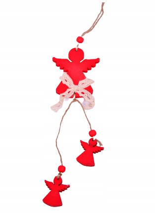 

Zawieszka drewniana aniołek czerwony 21cm