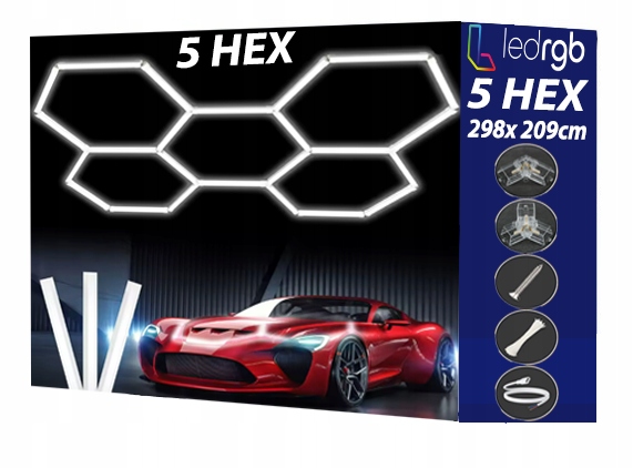 Led lampa Hexagon 5ks Panelové osvětlení Dílna Garáž Dům 298 x 209 6500K